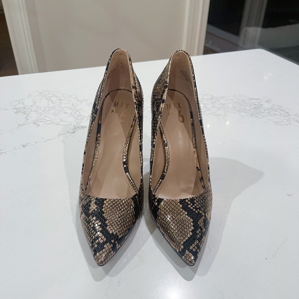 Gold Snakeskin Print Heels